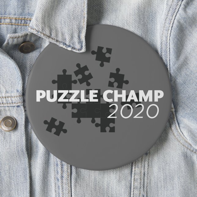 Badge Rond 15,2 Cm Puzzle Champ 2020 (En situation)