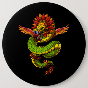 Badge Rond 15,2 Cm Quetzalcoatl Aztec Dieu