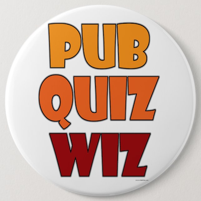 Badge Rond 15,2 Cm Quiz Pub Wiz Drôle Trivia Champion Fun (Devant)