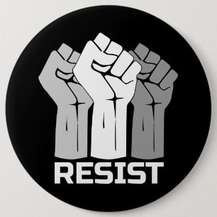 Badge Rond 15,2 Cm Résister avec le poing - en blanc bouton 0002
