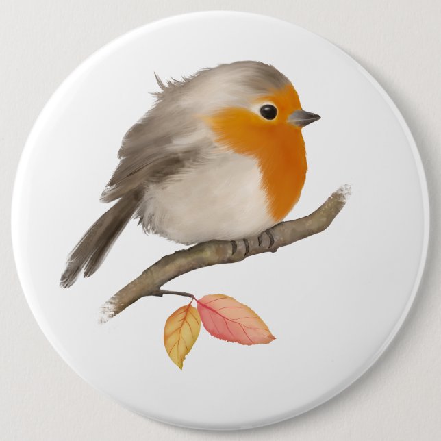 Badge Rond 15,2 Cm Robin Bird (Devant)