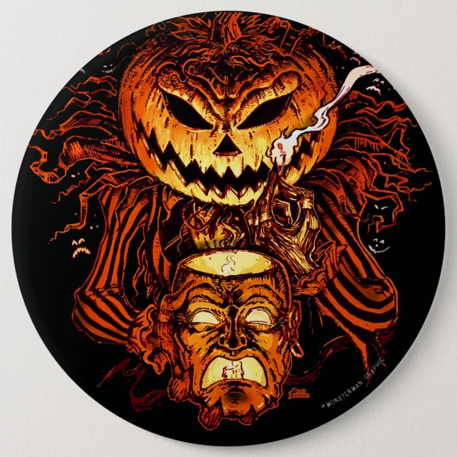 Badge Rond 15,2 Cm Roi de citrouille de Halloween (Devant)
