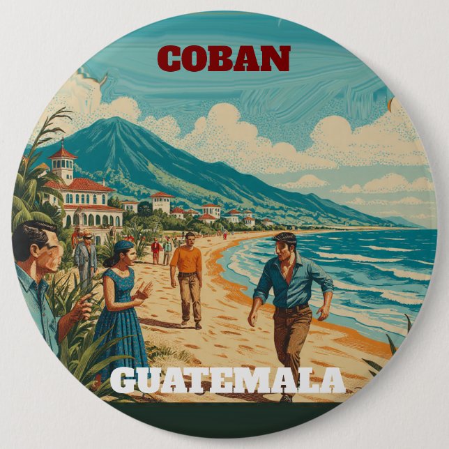 Badge Rond 15,2 Cm Rompecabezas  GUATEMALA COBAN Retro poster (Devant)