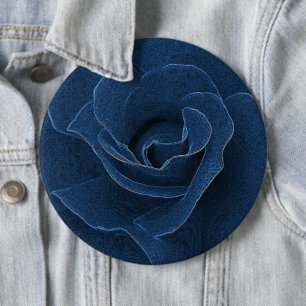 Badge Rond 15,2 Cm Rose bleu velours
