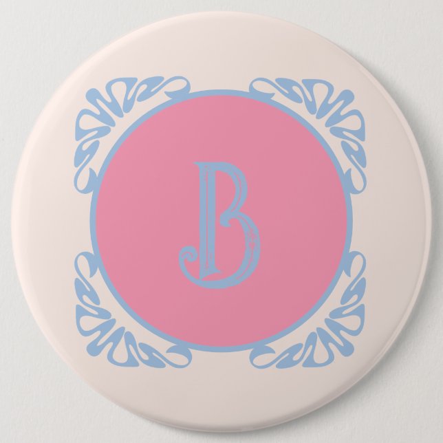 Badge Rond 15,2 Cm Rose et bleu personnalisés (Devant)