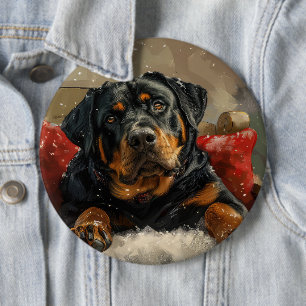 Badge Rond 15,2 Cm Rottweiler chien festif de Noël