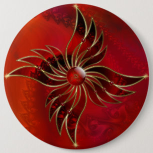 Badge Rond 15,2 Cm Rouge comme bouton flamme