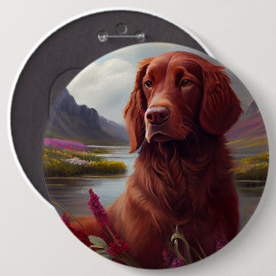 Badge Rond 15,2 Cm Rouge Irlandais sur une Pagaie : Une Aventure Scén