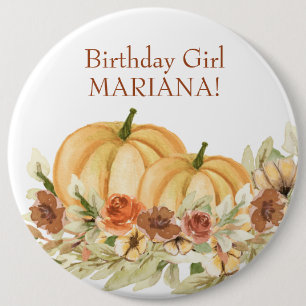 Badge Rond 15,2 Cm Rustic Fall Citrouille fête d'anniversaire
