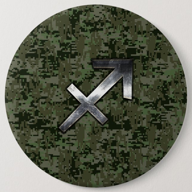 Badge Rond 15,2 Cm Sagittaire d'argent Zodiac Woodland Camion numériq (Devant)