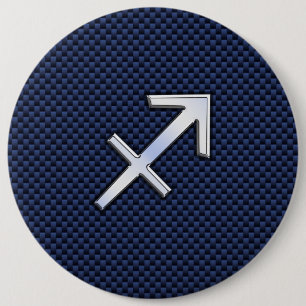 Badge Rond 15,2 Cm Sagittarius Zodiac Sign on Blue Carbon Fiber Decor