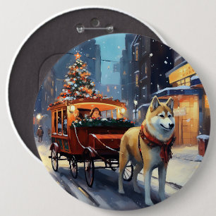 Badge Rond 15,2 Cm Saison de Noël Akita