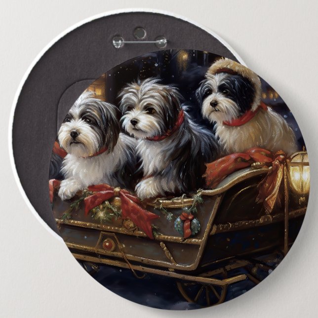 Badge Rond 15,2 Cm Saison de Noël Havanais (Devant & derrière)