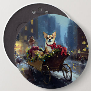 Badge Rond 15,2 Cm saison des fêtes de Noël de chihuahua
