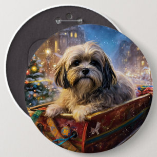 Badge Rond 15,2 Cm Saison Festive de Noël de Lhasa Apso