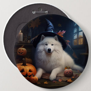 Badge Rond 15,2 Cm Scary d'Halloween Citrouille Samoyé
