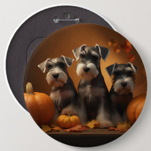 Badge Rond 15,2 Cm Schnauzer chiot Automne Délice Citrouille