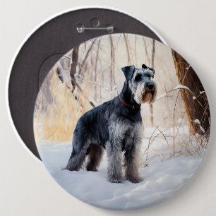 Badge Rond 15,2 Cm Schnauzer Qu'il neige Noël