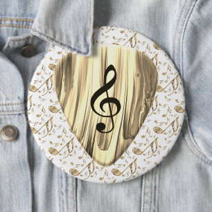 Badge Rond 15,2 Cm Sélection de musique dorée – Art de clé de sol