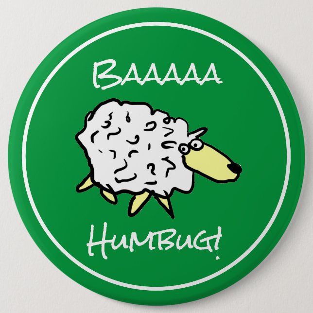 Badge Rond 15,2 Cm Sheep dit Baaaa Humbug - Noël (Devant)
