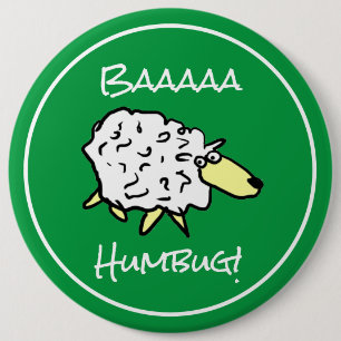 Badge Rond 15,2 Cm Sheep dit Baaaa Humbug - Noël