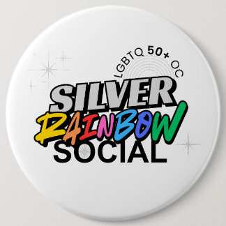Badge Rond 15,2 Cm Silver Rainbow Social Button