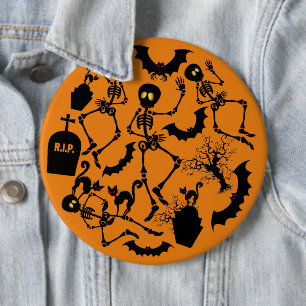 Badge Rond 15,2 Cm Skeletons d'Halloween Macabre Dance