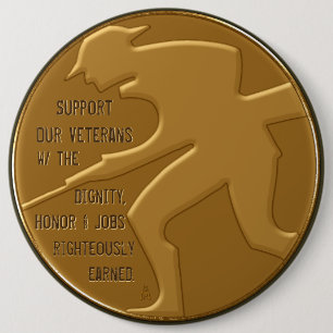 Badge Rond 15,2 Cm Soutenez nos anciens combattants Golden
