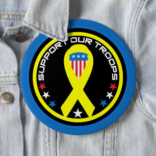 Badge Rond 15,2 Cm Soutenez nos troupes patriotique