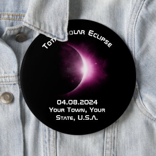 Badge Rond 15,2 Cm Souvenir personnalisé 2024 Éclipse solaire