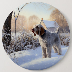 Badge Rond 15,2 Cm Spinone Italiano Qu'il neige Noël