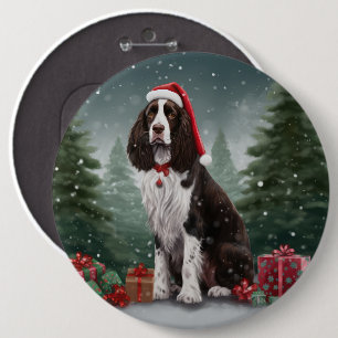 Badge Rond 15,2 Cm Springer Spaniel Chien dans la neige Noël