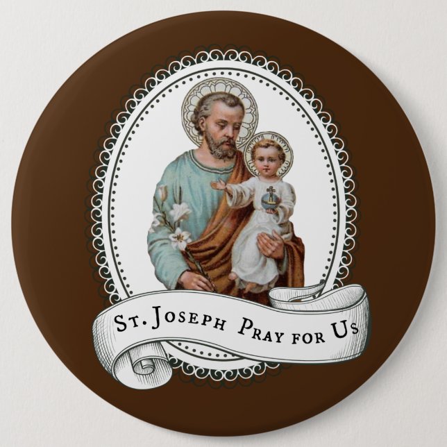 Badge Rond 15,2 Cm St Joseph et enfant Jésus (Devant)