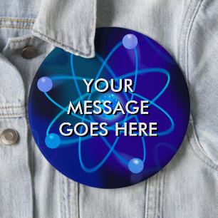 Badge Rond 15,2 Cm Structure atomique bleue personnalisée