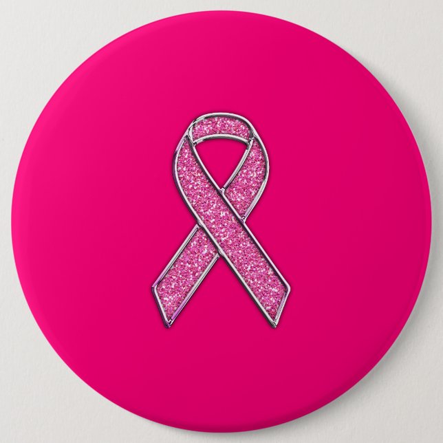 Badge Rond 15,2 Cm Style de Parties scintillant Chrome Vibrant Pink R (Devant)