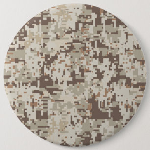 Badge Rond 15,2 Cm Style Désert Camouflage Numérique Décor Beige