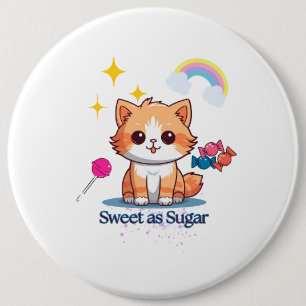 Badge Rond 15,2 Cm Sucré comme Chat à sucre - Bouton