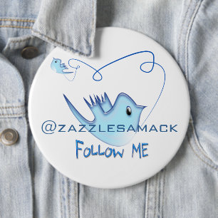 Badge Rond 15,2 Cm Suivez-MOI Twitter Cadeaux et torchons T-shirts