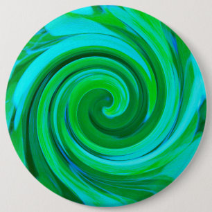 Badge Rond 15,2 Cm Super Abstrait Turquoise Liquide Peinture à l'arc