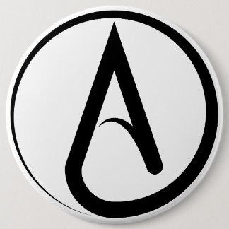 Badge Rond 15,2 Cm Symbole athée noir