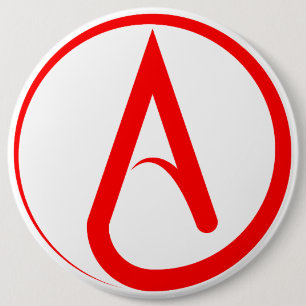 Badge Rond 15,2 Cm Symbole athée rouge