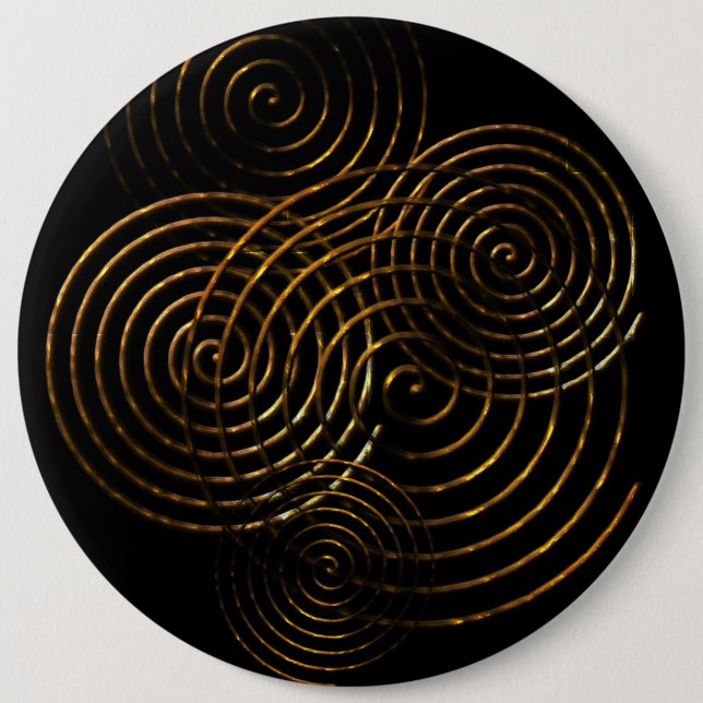 Badge Rond 15,2 Cm Symbole celtique spiral or métallique (Devant)