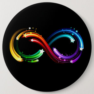 Badge Rond 15,2 Cm Symbole de l'infini des comètes arc-en-ciel