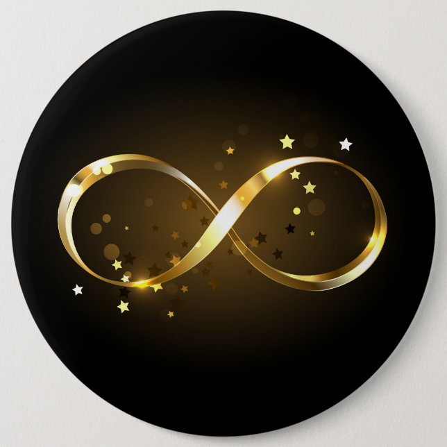 Badge Rond 15,2 Cm Symbole d'infini doré (Devant)