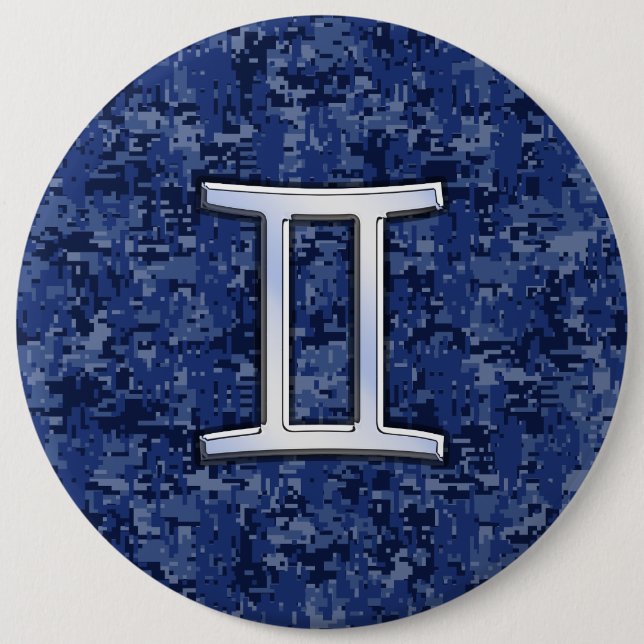 Badge Rond 15,2 Cm SYMBOLE Zodiaque Gemini moderne Marine Camion numé (Devant)