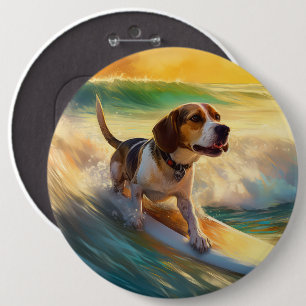 Badge Rond 15,2 Cm Tableau de surf de plage beagle