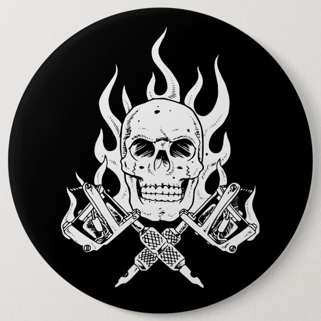 Badge Rond 15,2 Cm Tattoo Skull (Devant)