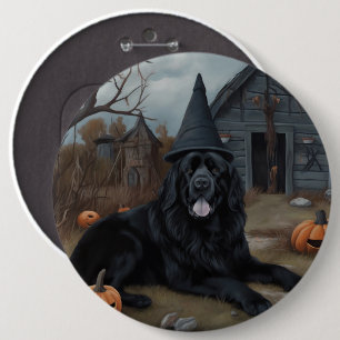 Badge Rond 15,2 Cm Terre-Neuve Citrouille Halloween effroi