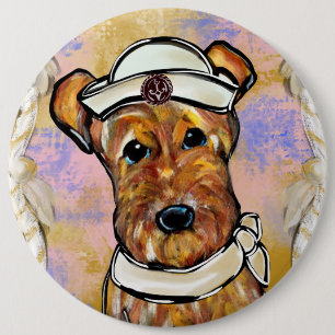 BADGE ROND 15,2 CM TERRIER AIREDALE