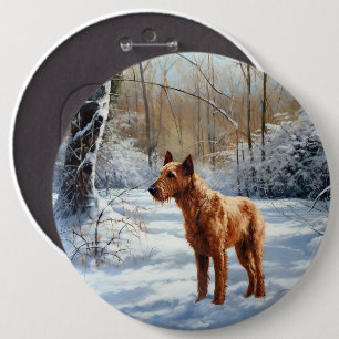 Badge Rond 15,2 Cm Tervier Irlandais Qu'il neige Noël